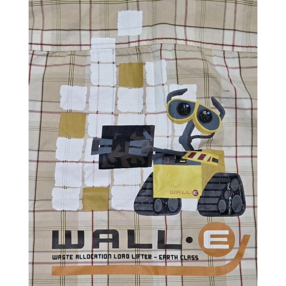 Disney Store Wall-E Button Up Shirt Kids Large (10-12) Pixar Beige Rare!